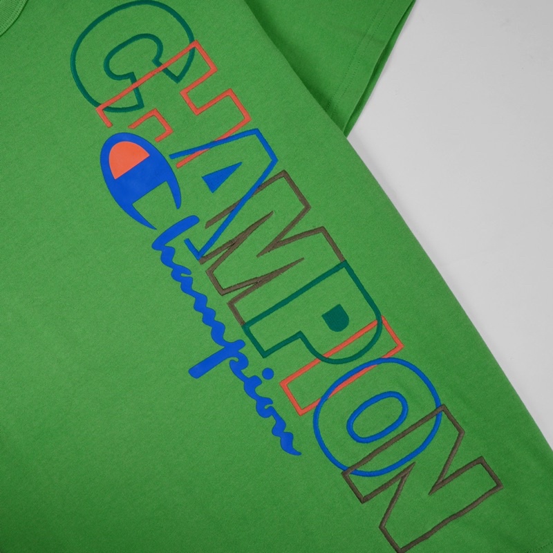 CHMPN SA Tshirt Vertical Signature Embroiderry Green