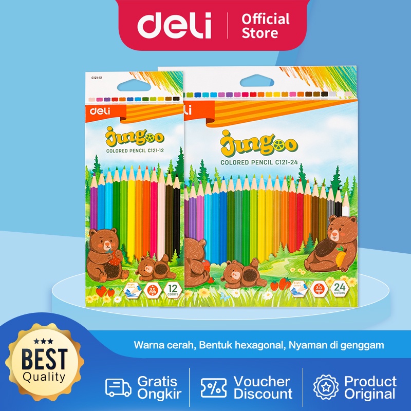 Deli Colored Pencil / Pensil Warna Lucu 12 24 Warna Pewarnaan Cerah EC121-XX Image 2