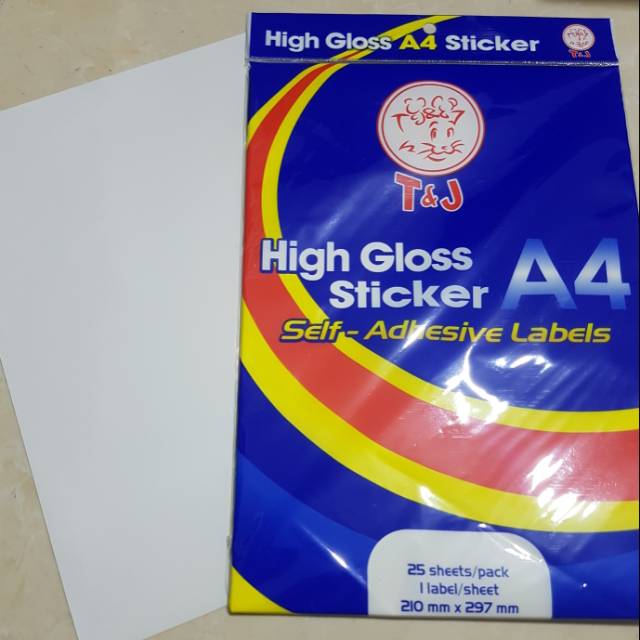 Glossy sticker label mengkilap A4