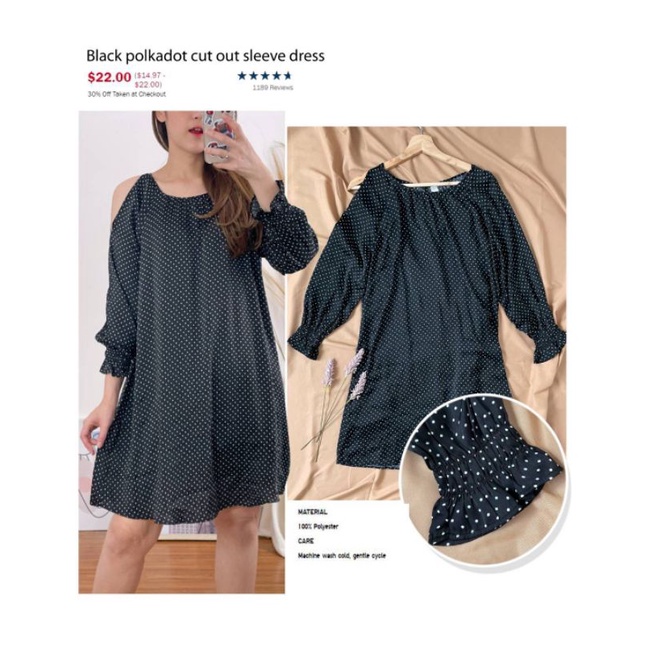 Old Ny black polkadot cut out sleeve dres