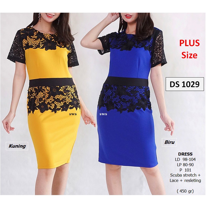 SEDS1029 dress pesta lace brukat sepan midi stretch 