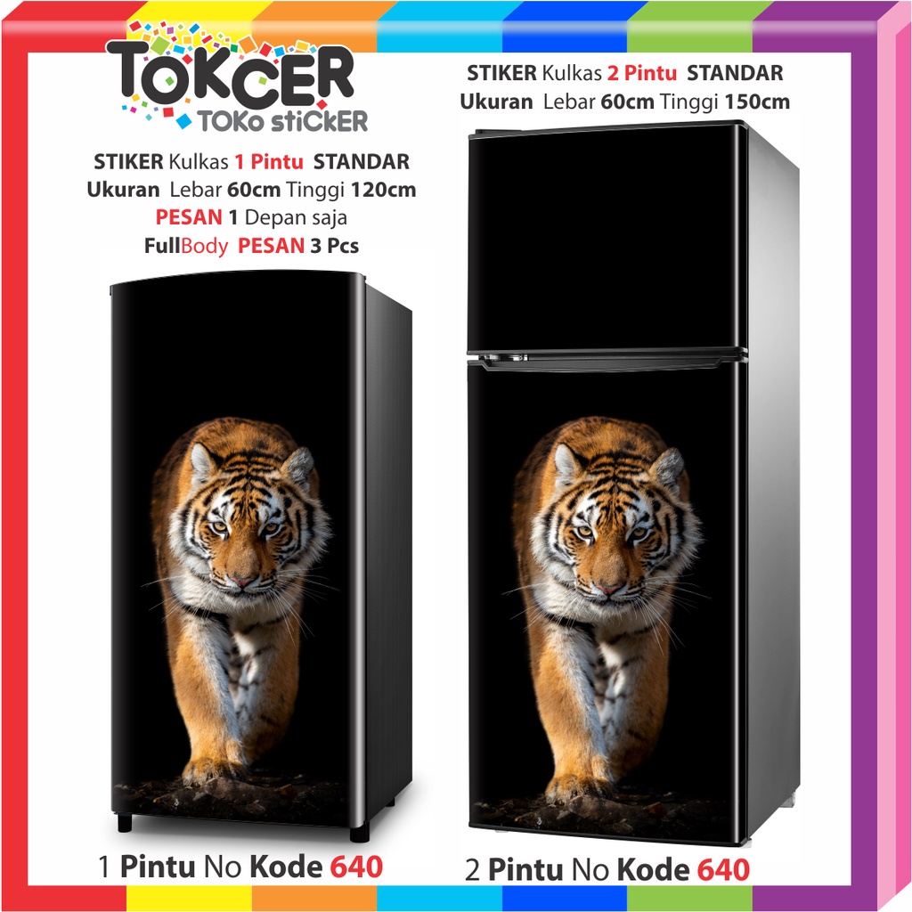 STIKER Kulkas 1 Pintu atau 2 Pintu Motif IKAN / HARIMAU