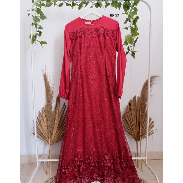 Promo Terbaru Baju Wanita Muslimah Gamis Fashion Dress Brukat Brokat mix Satin Kualitas Bagus