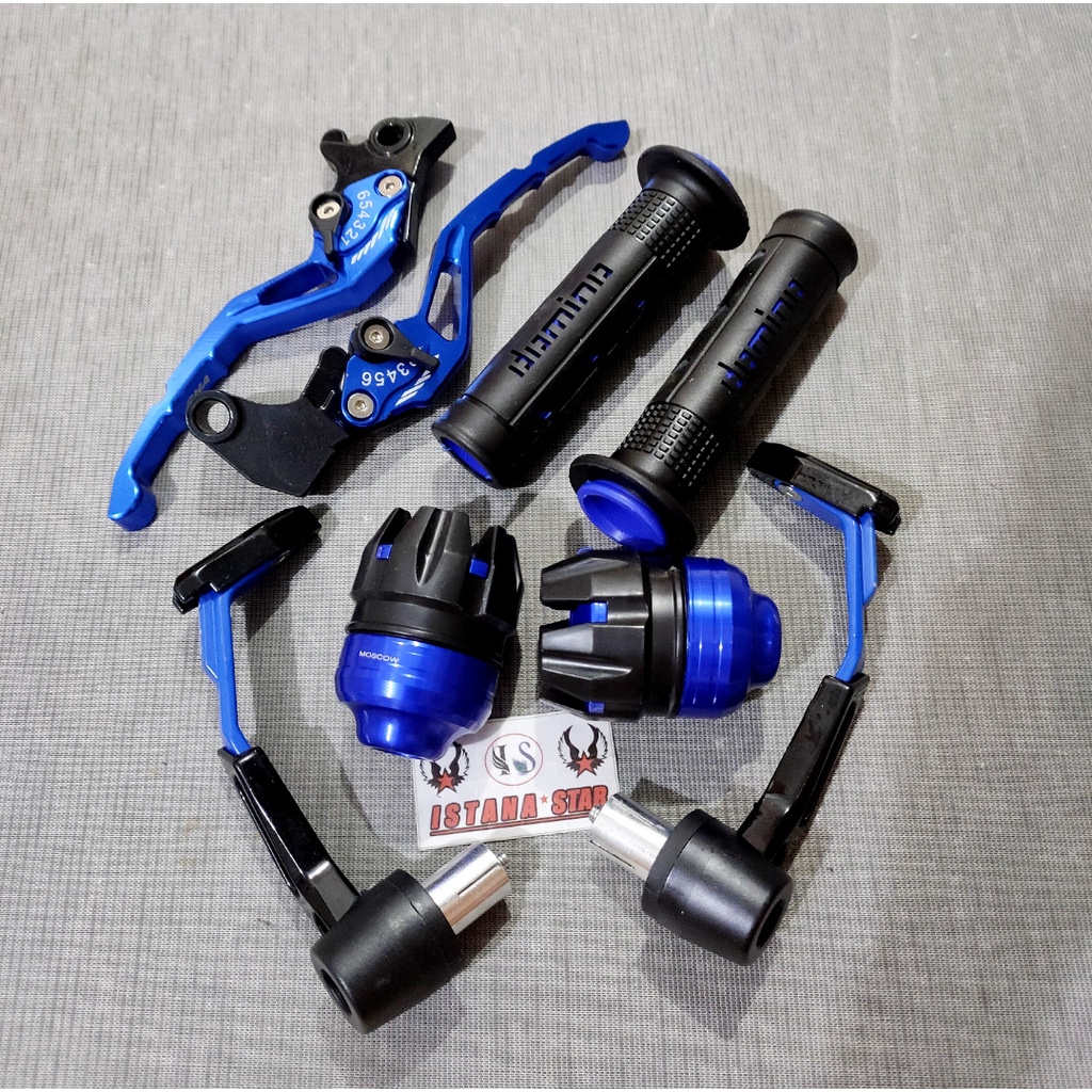 Paket Variasi Vixion Old/New/R15V3/Xabre/Scorpio/RXKing Handle CNC Setelan Proguard Jalu As handgrip Reall Pict emas