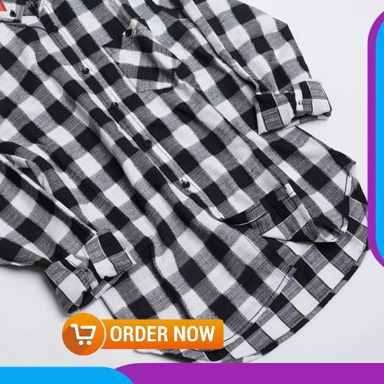 ✵ KEMEJA PRIA COWOK KEMEJA LENGAN PANJANG KERJA KANTOR FLANNEL FLANEL PANEL KOTAK BIRU HITAM VS 127