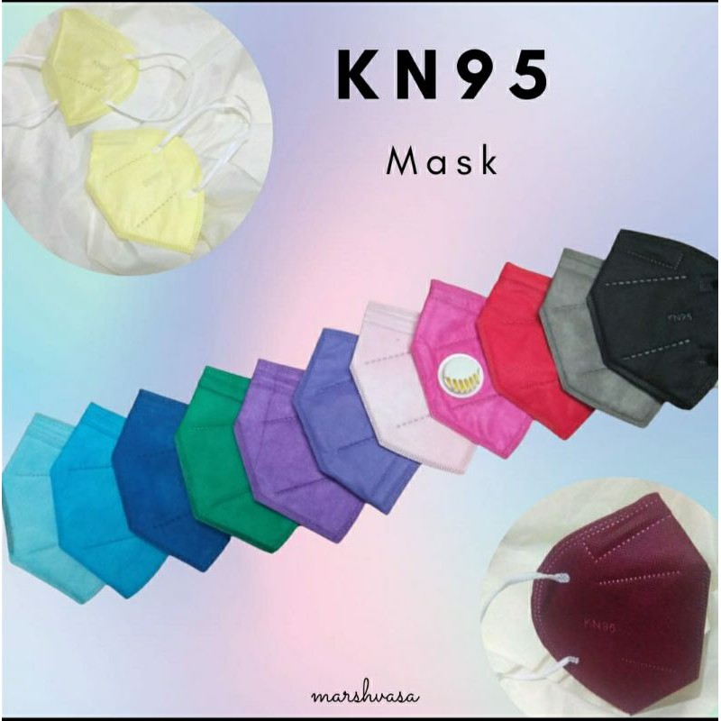 MASKER KN95 WARNA/SEMI MEDIS/ANAK/HIJAB/RESPIRATOR/ORIGINAL/KF94/KECE@VASA