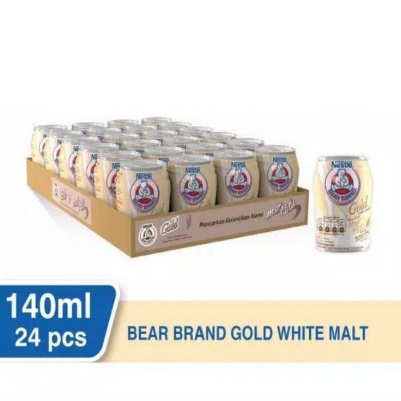 

Susu Beruang Bear Brand Gold White Malt 140ml {1 Pack isi 24 Kaleng}