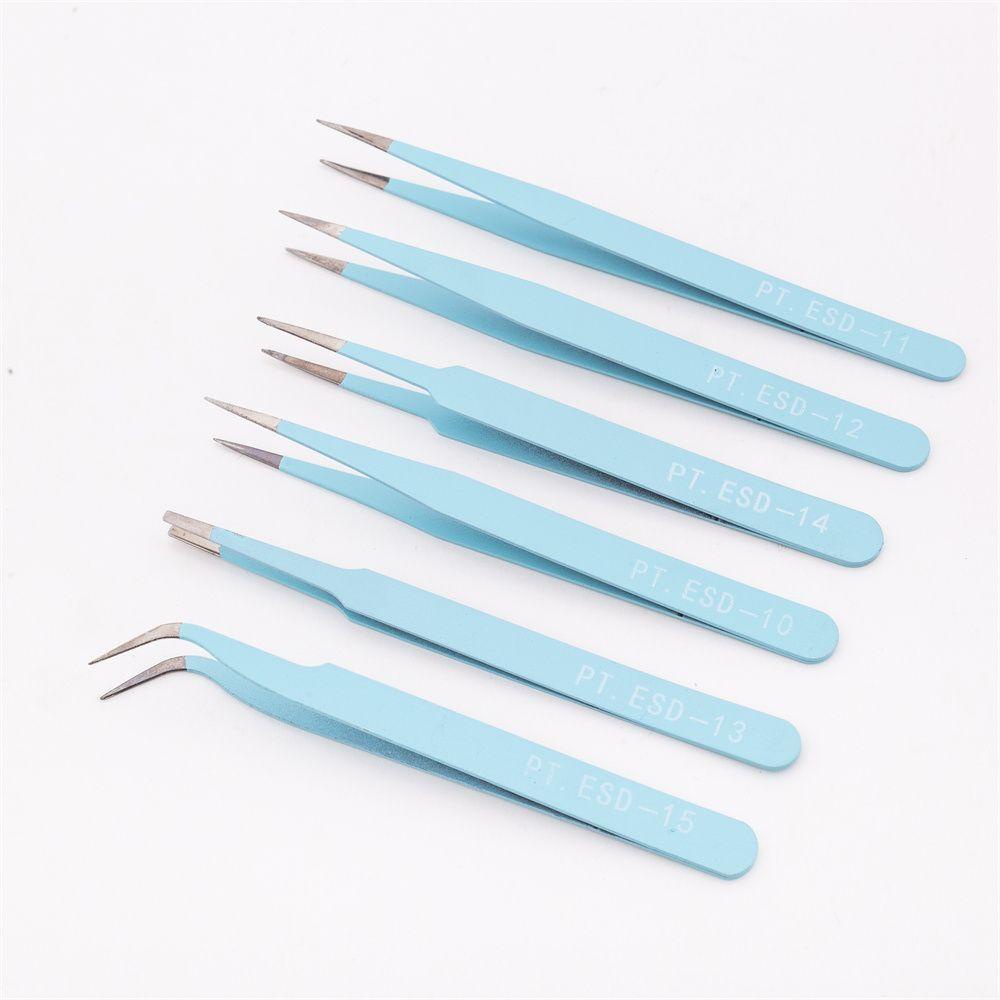 Mxbeauty 6Pcs / Set Pinset Stainless Steel Tebal 1.0mm Untuk Mengambil Berlian Imitasi