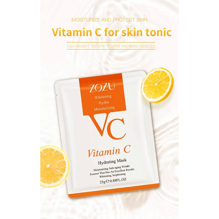 Zozu Vitamin C Sheet Mask Zozu Vit C Facial Mask Hydrating Mask Masker Zozu Ekstrak Jeruk