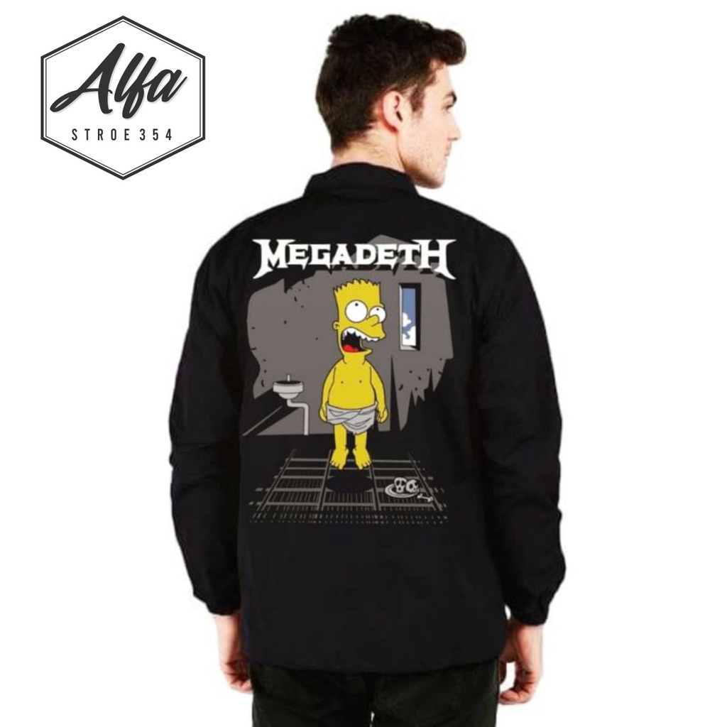 Jaket Coach band MEGADETH vintage bootleg design musik music Thrash METAL logo tulisan ft THE SIMPSO