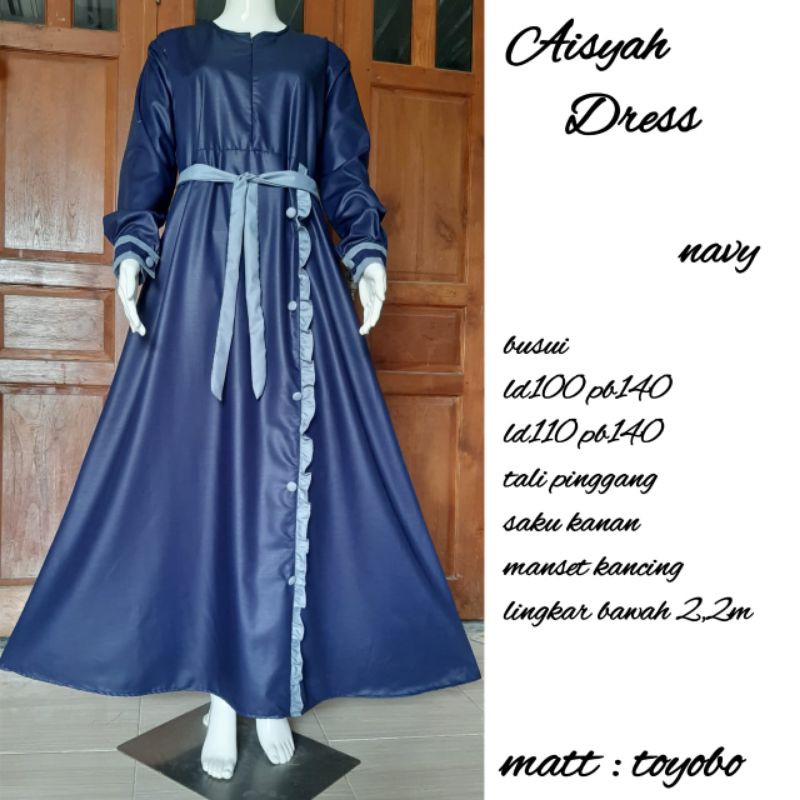 gamis katun toyobo polos kriwil aisyah dress ld 100 ld 110 busui pb 138