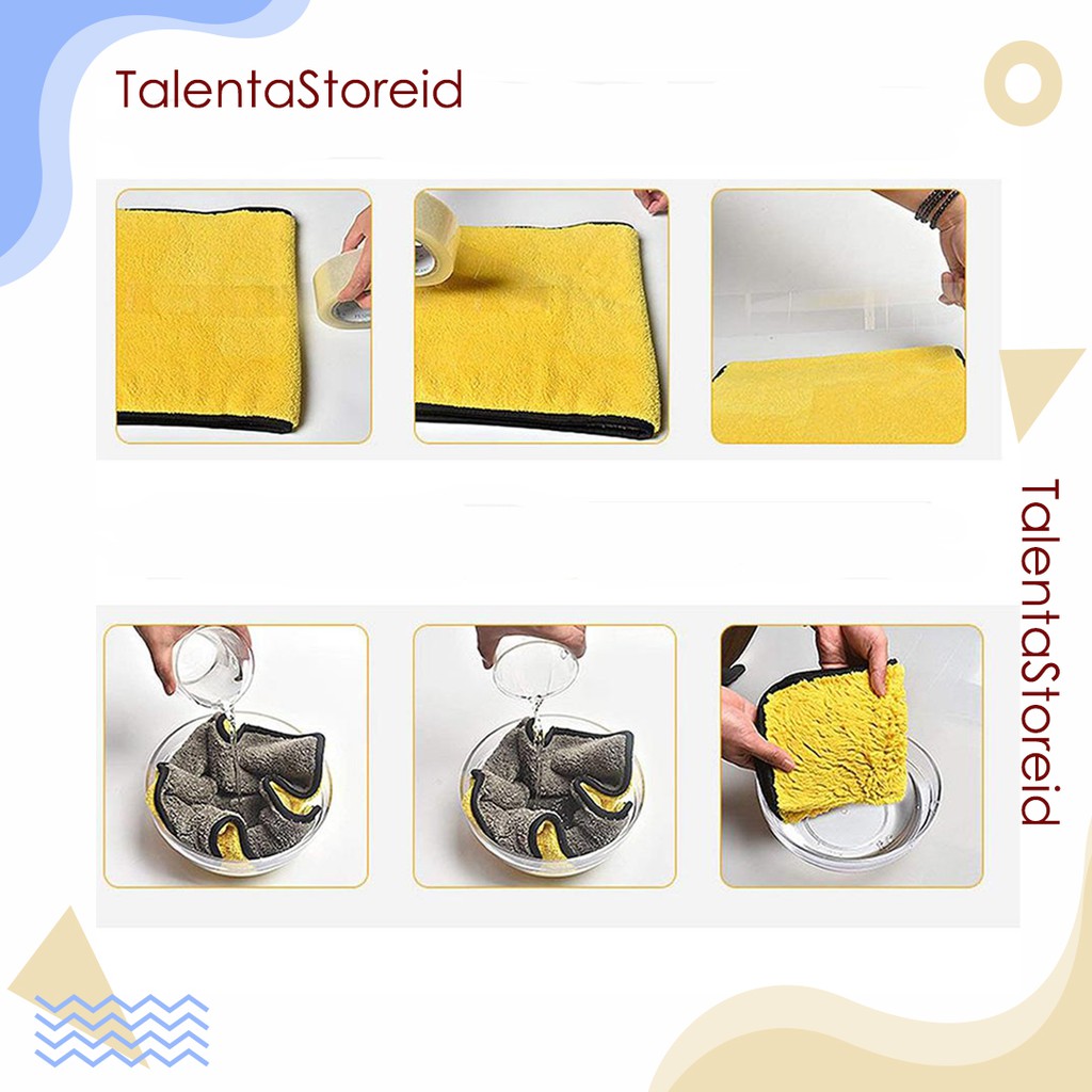 Kain Lap Tangan Microfiber Serbaguna 2 Sisi Lap Microfiber Lembut 2 Warna Anti Lecet Serbaguna