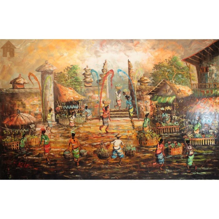 Lukisan Timbul - Bali Pasar Landscape Decorative 85x135cm.