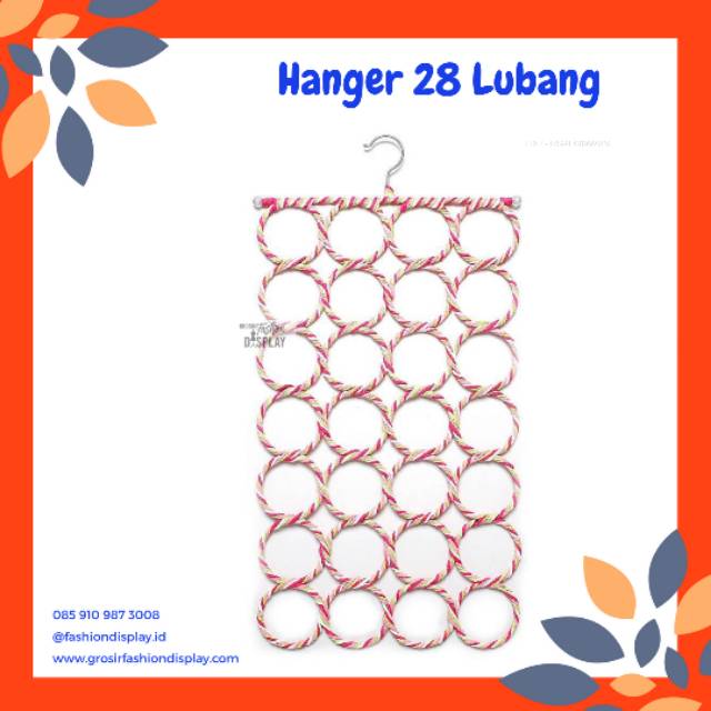 Hanger Syal Pasmina 28 Lubang Rotan Warna Warni/Gntungan Kerudung Syal/Gantungan Jilbab Murah-BH