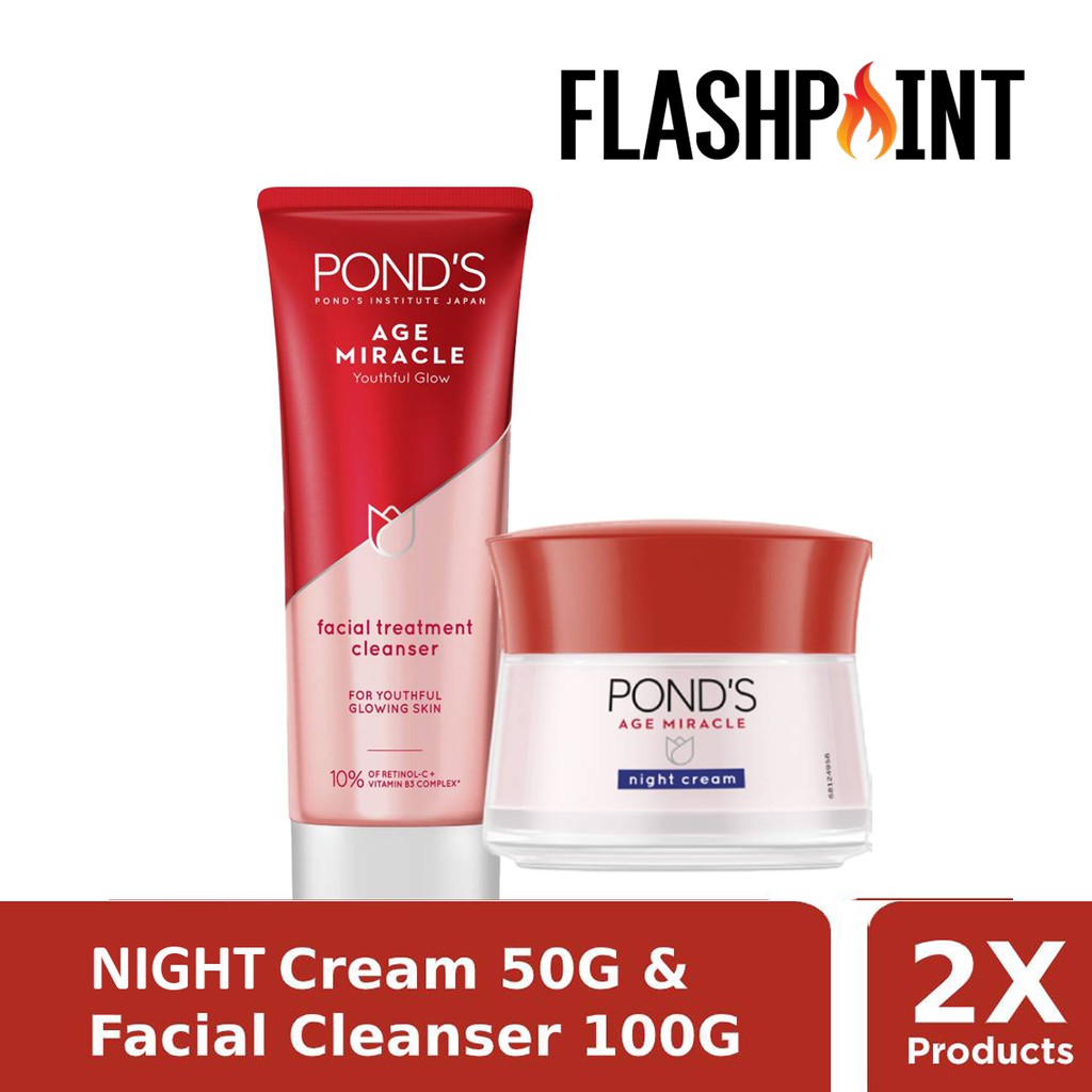 [EXCLUSIVE] PONDS AGE MIRACLE NIGHT CREAM 50G &amp; FACIAL FOAM 100G POND’S AGE MIRACLE 50 G 100 G