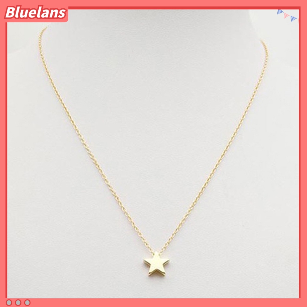 Bluelans Necklace Simple Anti-rust Women Five Point Star Shape Clavicle Chain