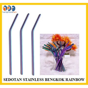 SEDOTAN STAINLESS STEEL MODEL BENGKOK WARNA RAINBOW STRAW SEDOTAN STAINLESS STEEL MODEL BENGKOK WARNA RAINBOW STRAW
