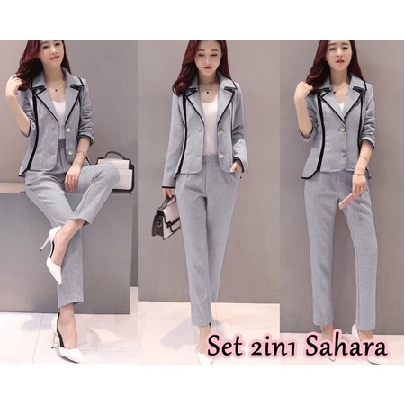 Baju Setelan Wanita Polos Kekinian 2021 Set Blazer Kantor Terbaru