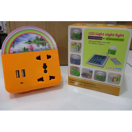 Lampu LED Light Night Light Dual USB Charging + Socket Universal