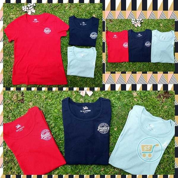 TSHIRT JUSTICE BASIC BAJU  BRANDED CEWE WANITA  ANAK REMAJA  