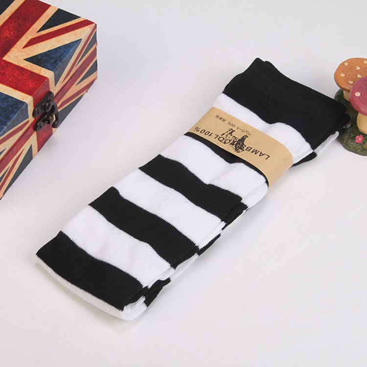OKBE black and white overknee socks / kaos kaki belang hitam putih sepaha-hitam X pth