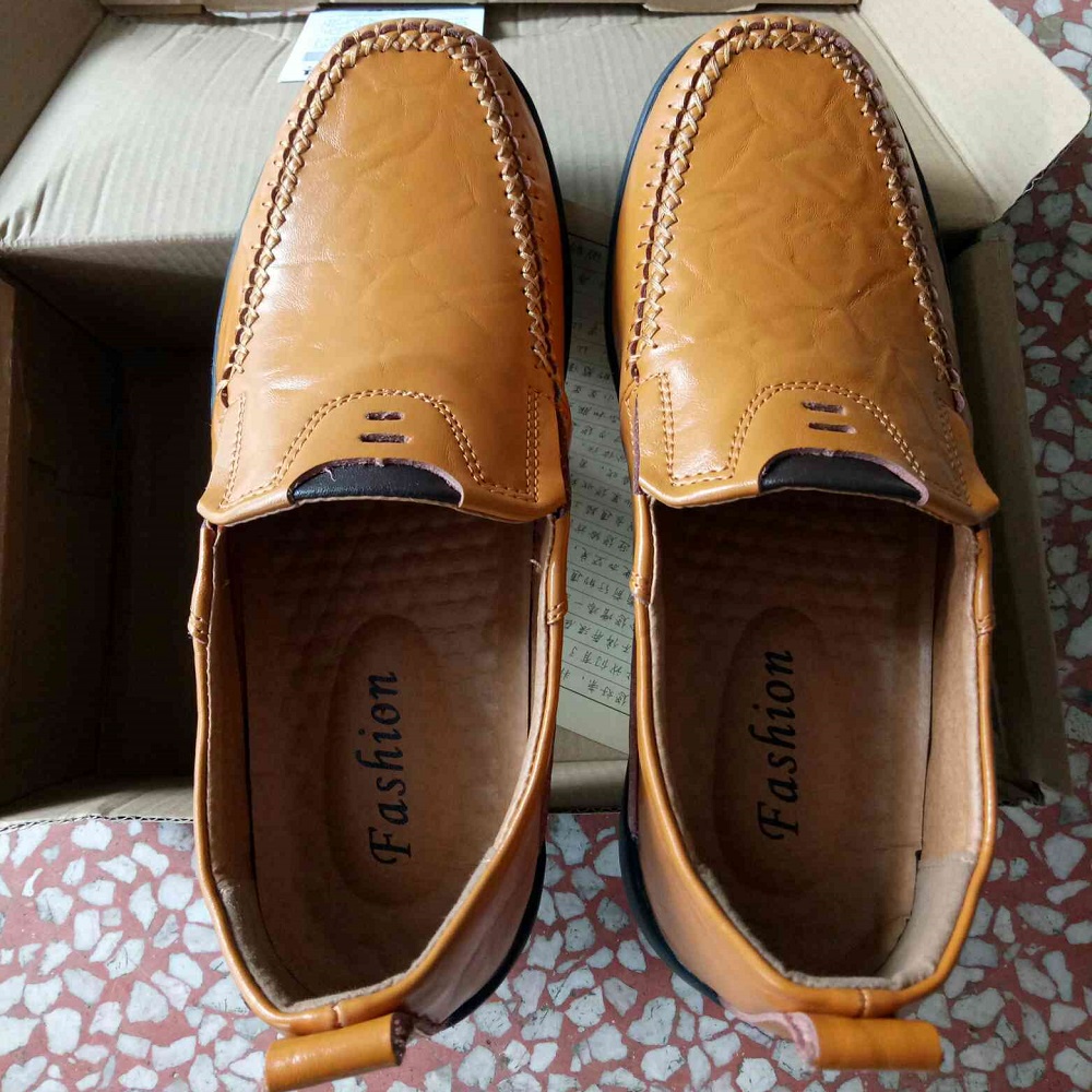 Sepatu Pantofel Pria Kulit Asli Pantofel Keren Formal Slip On Sepatu Tanpa Tali Santai Kasual Anti Slip Kantor Cowok Kekinian 004