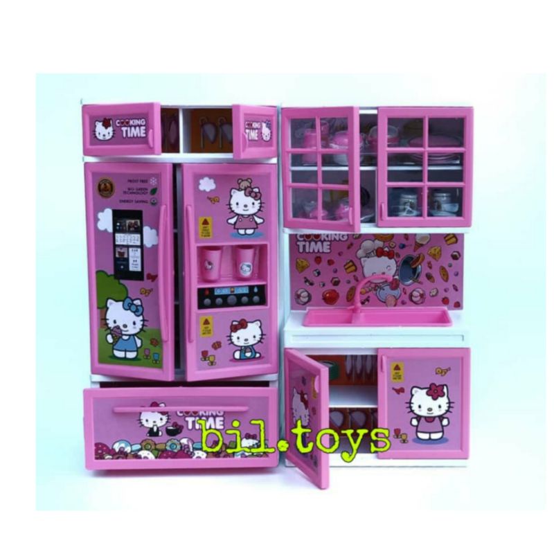 MAINAN ANAK PEREMPUAN DAPUR HAPPY KITCHEN SET COOKINGKULKAS WASTAFEL MAINAN KITCHEN SET LOL HK