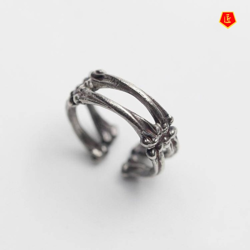 Cincin Tulang Simple Kreatif Warna Silver Untuk Wanita