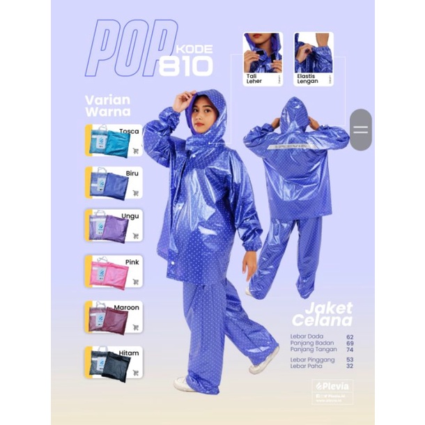 Jas hujan polkadot baju celana plevia 810
