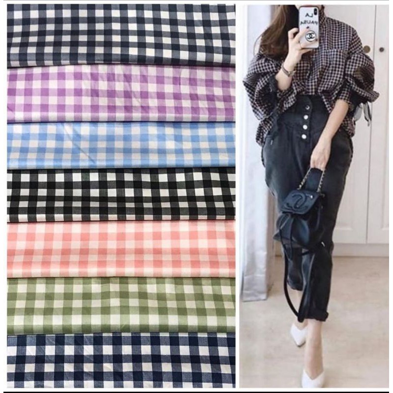 KAIN KATUN JEPANG MOTIF KOTAK/KAIN KATUN KOTAK