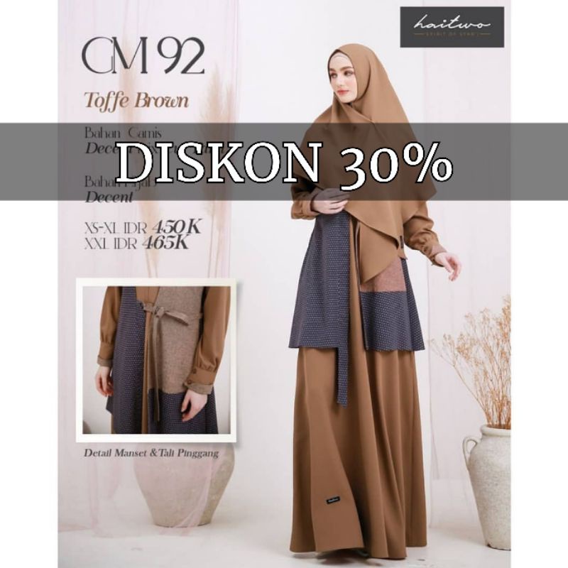 DISKON 30%HaiTwo Gamis Set Khimar GM 92 Toffee Brown M