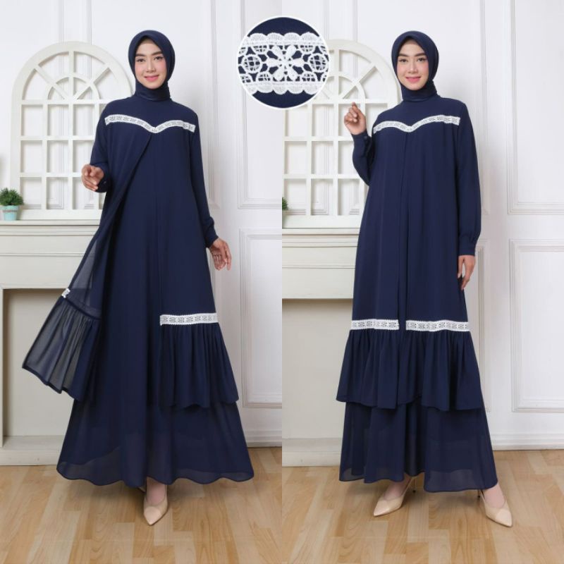 Gamis Polos Ceruty Babydoll Terbaru 2022/ALFIZA DRESS KONDANGAN/Gamis Muslim Model Terbaru/Gamis Leb