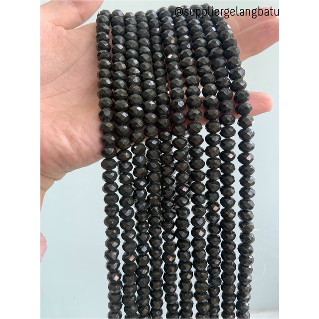 Kristal Ceko 8mm BLACK CHARCOAL warna hitam arang limited ekslusif