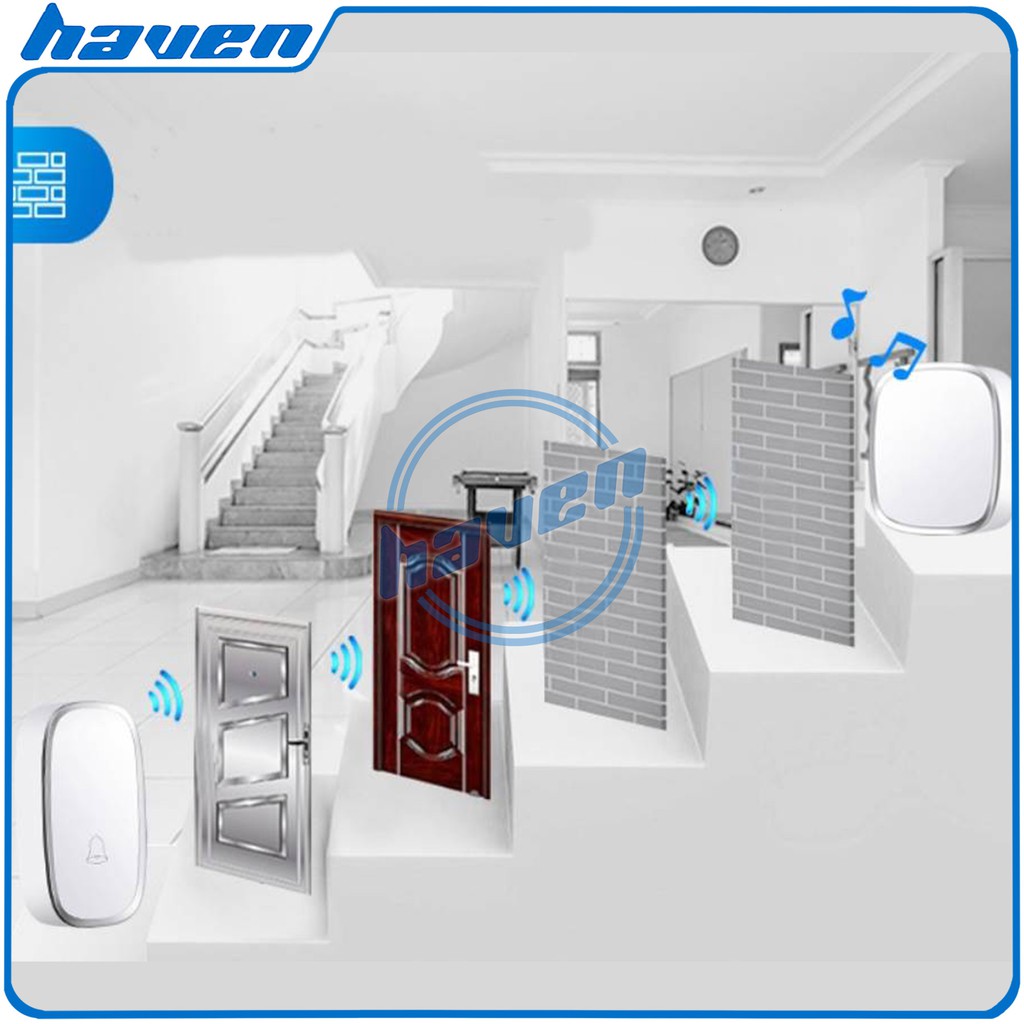 Bel Rumah Tanpa Kabel Wireless Door Bell / Bel Rumah Wireless Door Bell Waterproof Pintu 1 Receiver