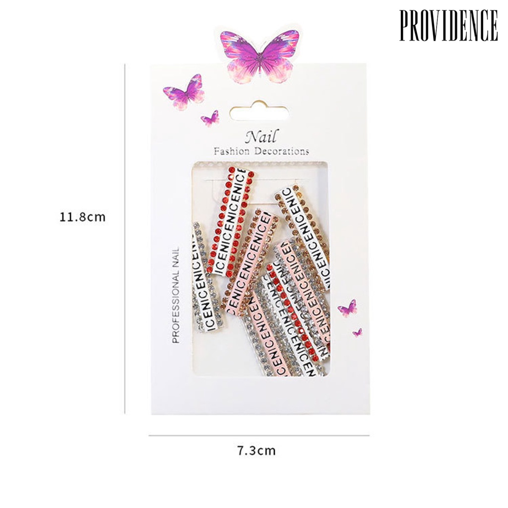 Providence 1 Set Stiker Kuku Motif Tulisan 3d Aksen Berlian Imitasi Tahan Lama Untuk Wanita