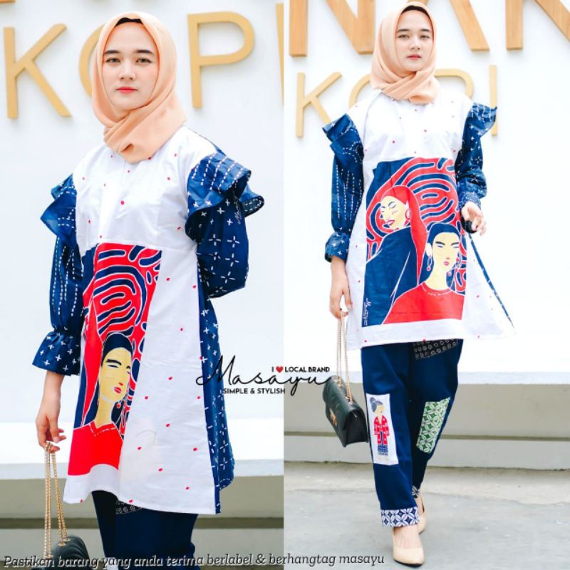 Tunik Print Batik Kekinian Hijab & Sista // Blouse Katun Batik Modern Terlaris