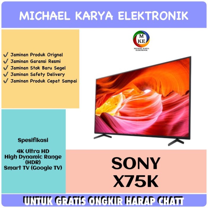 adrianisalsabila - LED TV SONY 65 INCH KD-65X75K 4K GOOGLE TV ANDROID SONY 65X75K 65X75