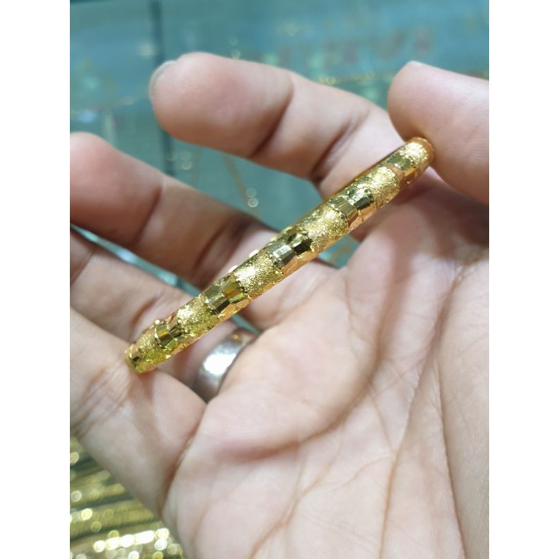 gelang model bangkok ukir bambu gold terang