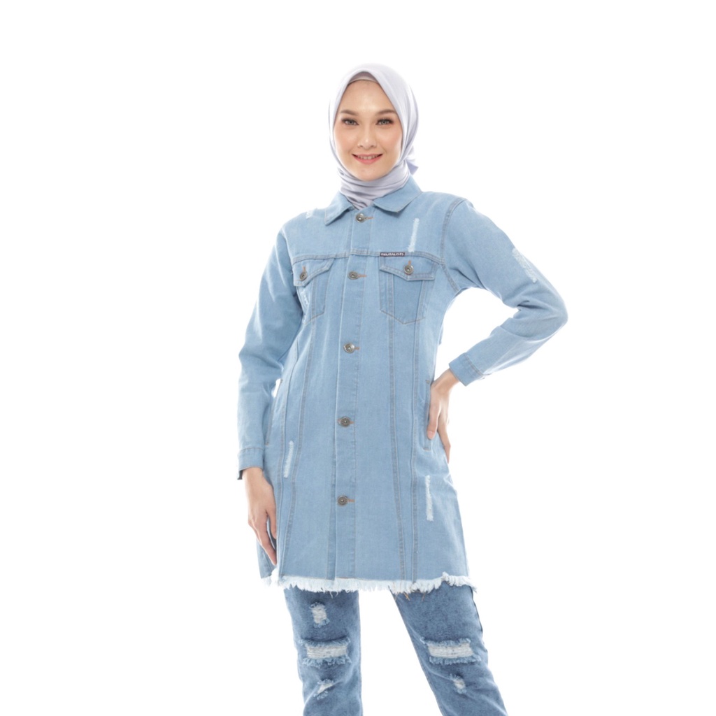 JAKET DENIM MUSLIMAH / JAKET LEVIS MUSLIMAH / JAKET JEANS MUSLIMAH CROPPY SKYBLUE