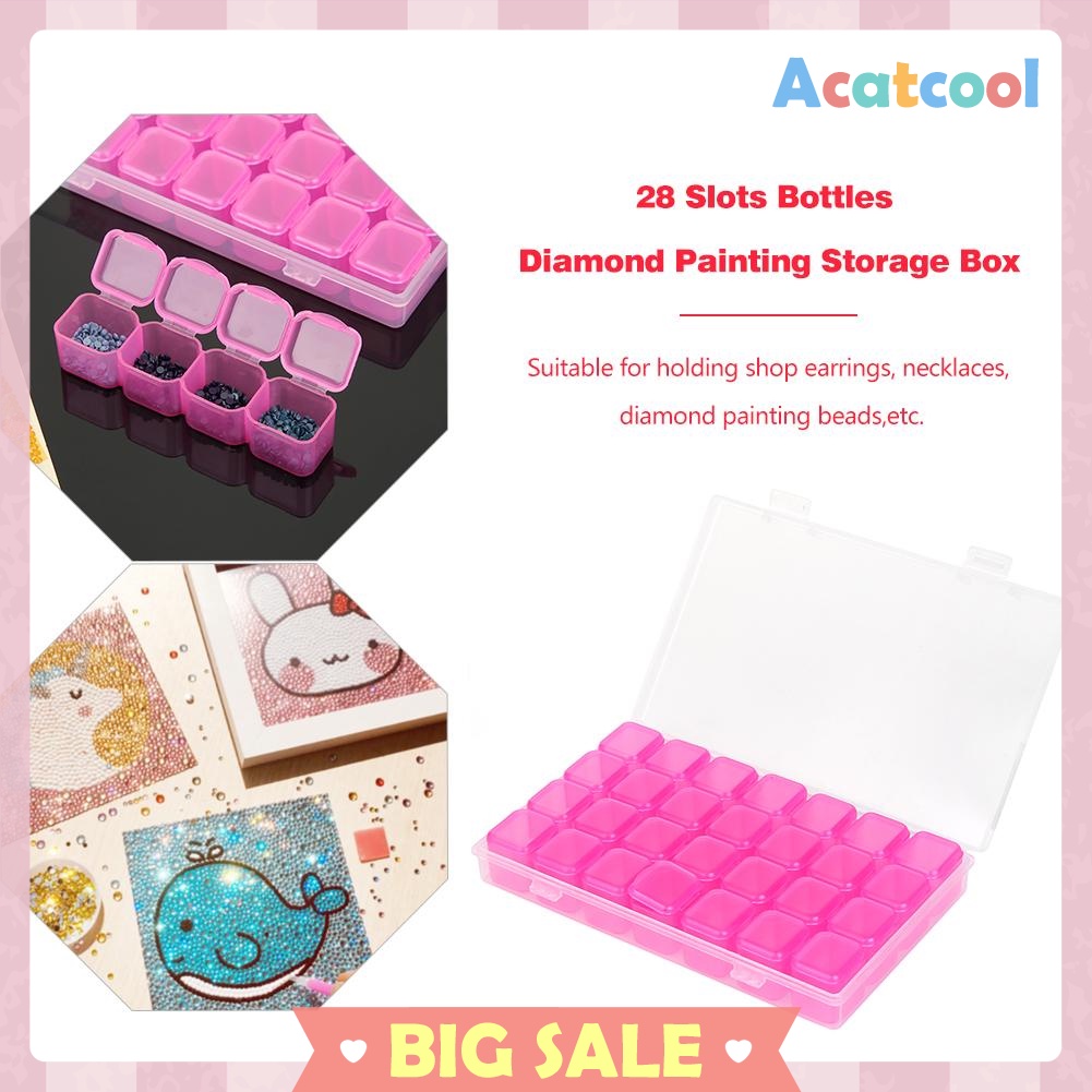 28 Grids Jewelry Box Diamond Embroidery Crystal Bead Organizer Storage Case