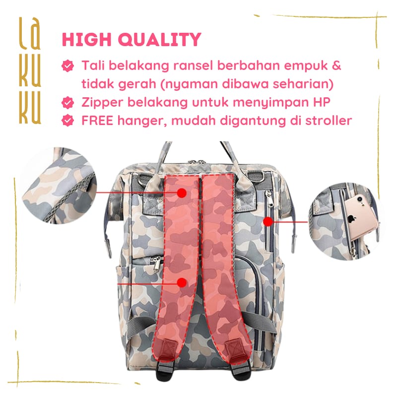 Lakuku - Diaper Bag Tas Ransel Perlengkapan Ibu Anak Bayi Serbaguna Anti Air Water proof