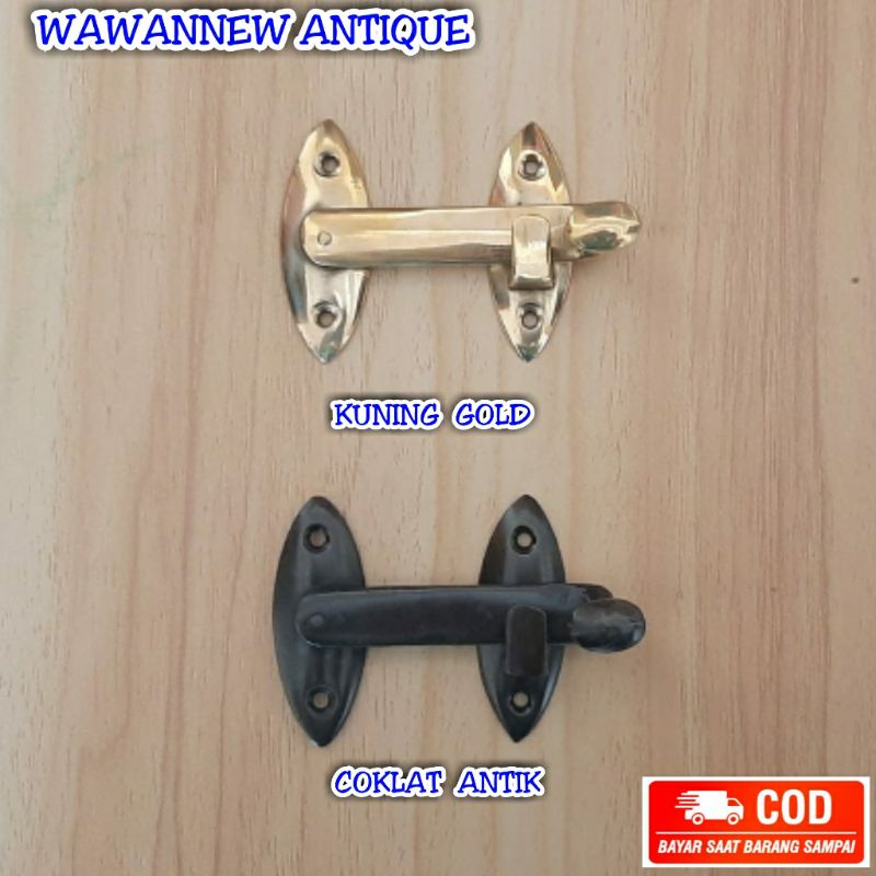 TERMURAH Grendel klik Pintu Rumah Pagar Kuningan Antik Murah 6cm