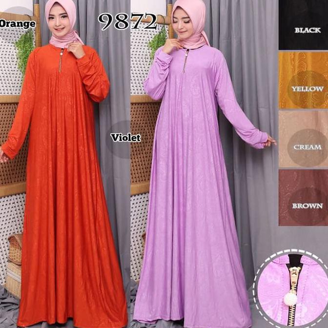 promo promo gamis murah gamis polos gamis busui gamis jersey emboss 6793/96 - orange, l - xl