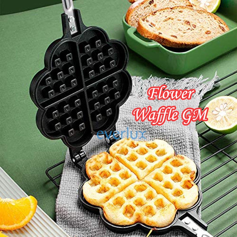 Cetakan Belgian kue waffle cake maker pan GM 2174 Anti lengket Flower crofel croffel croissant croffle - donat wafel doffle pancake