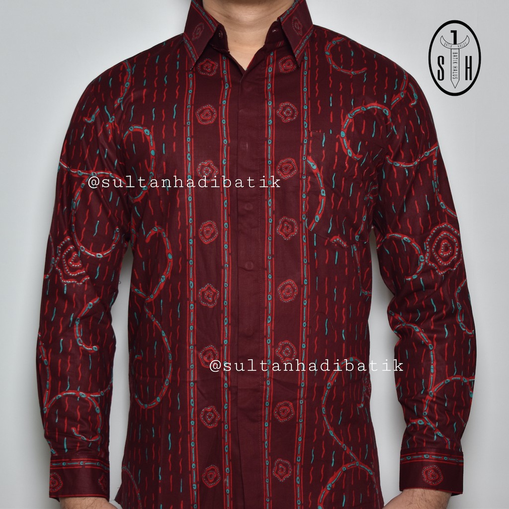 SULTAN HADI / BATIK / KEMEJA BATIK PRIA / BATIK PRIA / KUALITAS PREMIUM - ADRM PJG MERAH BLT