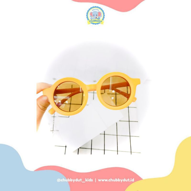 Kacamata anak bulat Retro Kacamata Hitam Anak Bayi Balita Kekinian unisex chubbydut-Yellow