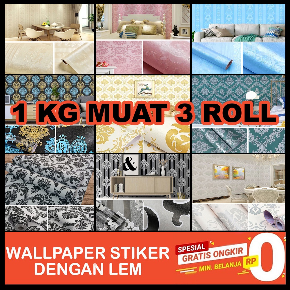 WALLPAPER STIKER DINDING MOTIF BATIK EMAS / DEKORASI DINDING