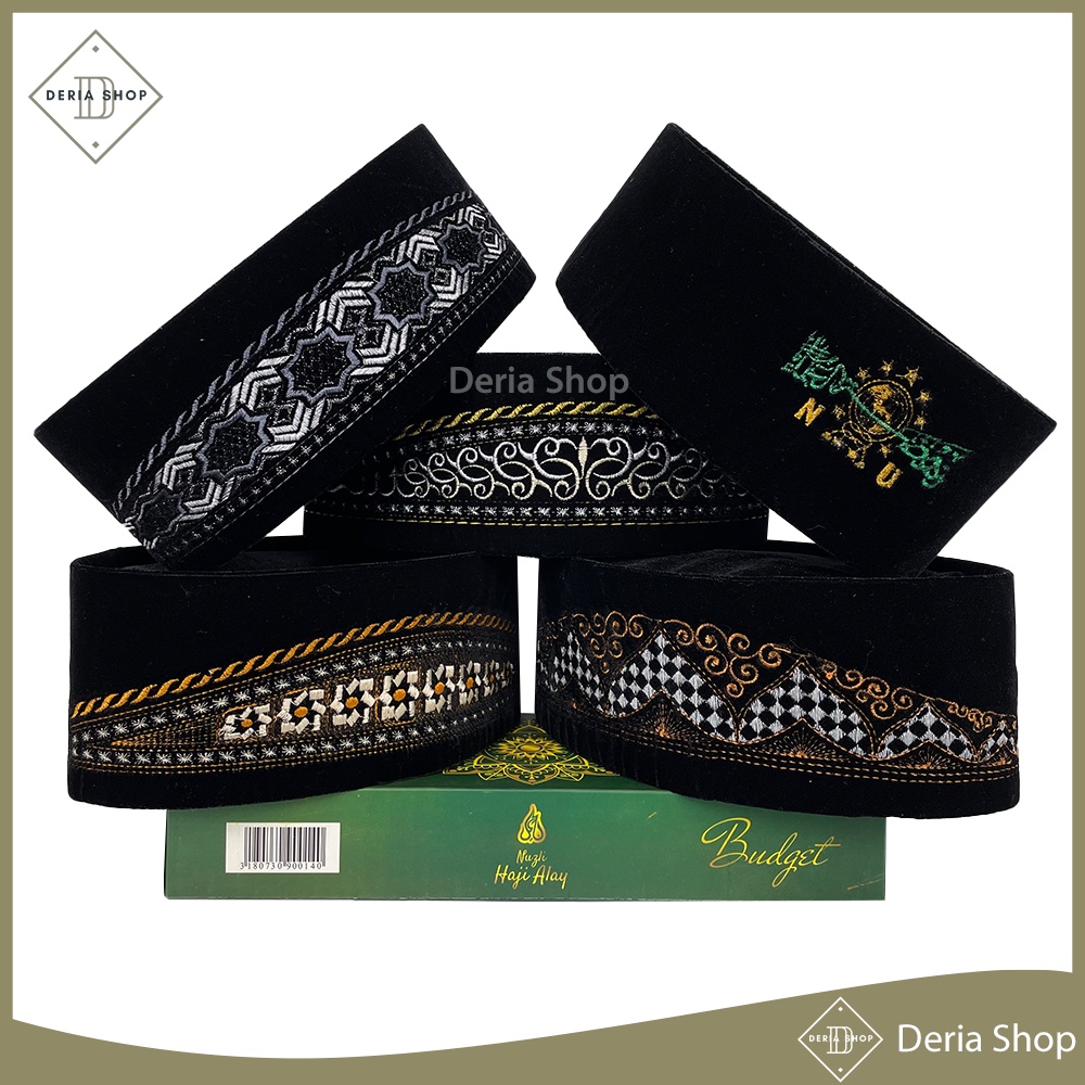 Songkok Jumbo HAJI ALAY BORDIR STANDARD AC Tinggi 9 Peci Sholat Hitam Motif Full Batik NU Kopiah Sha