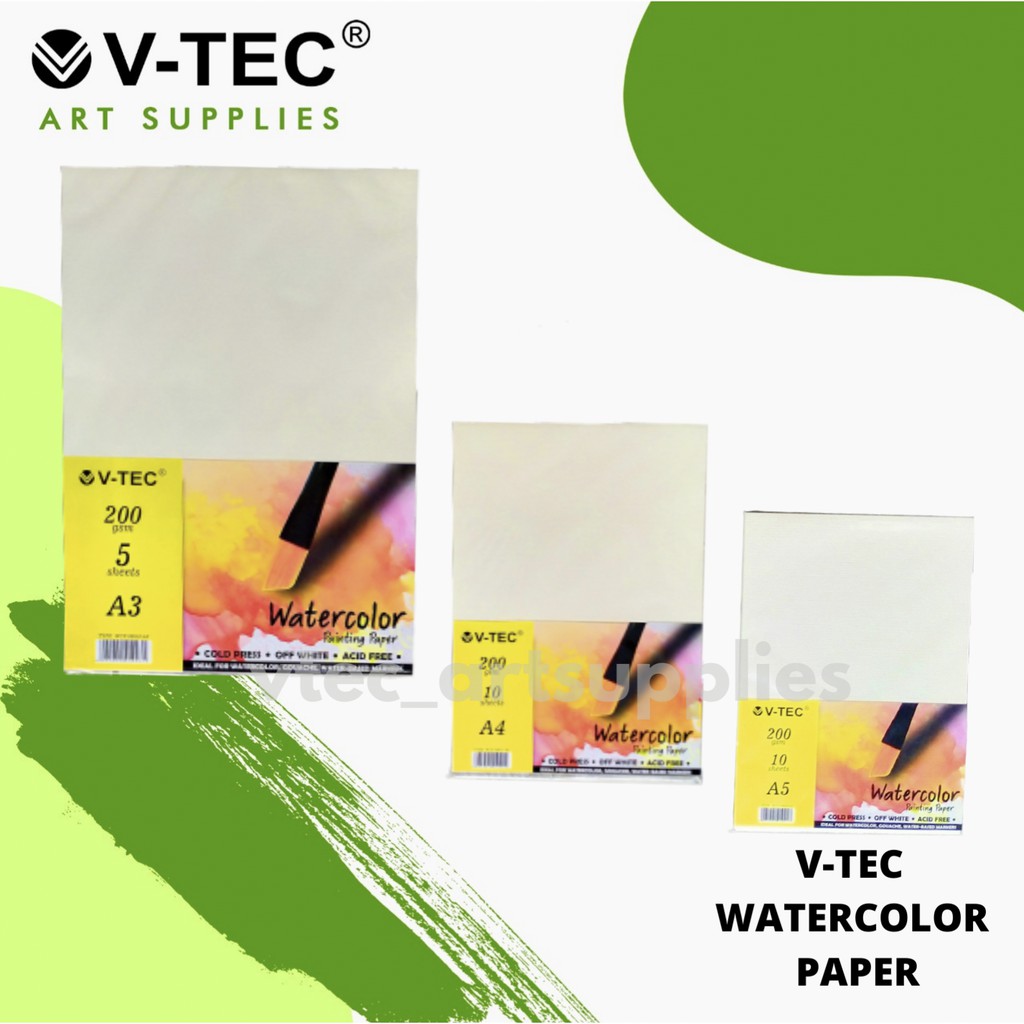 

V-TEC WATERCOLOR PAPER (10 SHEETS / 200GSM/ COLD PRESS)