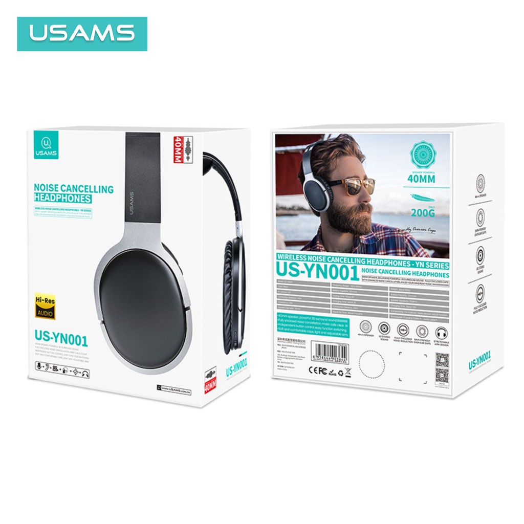 USAMS YN001 Headphone Wireless Bluetooth Headset Noise Cancelling